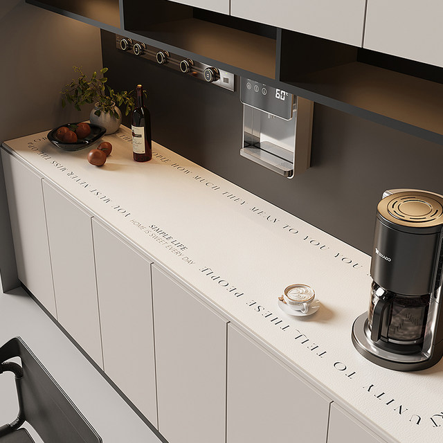 Side cabinet mat is waterproof and oil-proof, simple cream style PVC leather side cabinet table mat, countertop protection TV cabinet mat