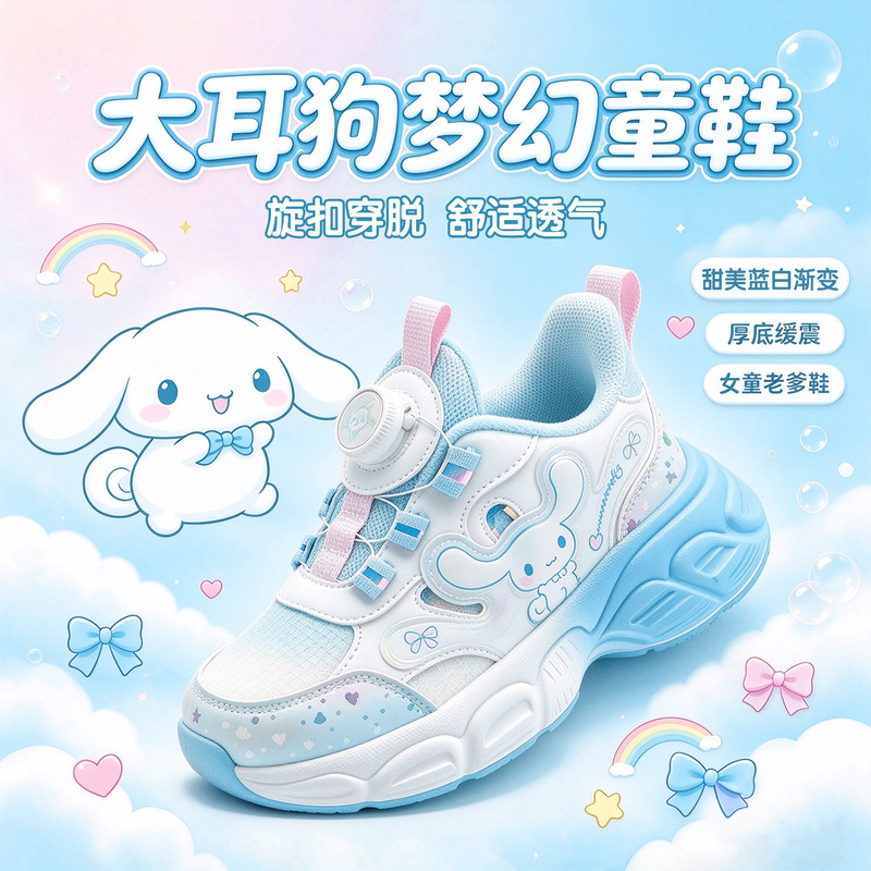 Cinnamoroll Cinnamon Dog Children's Fleece-Lined Sneakers, Wide Fit, Anti-Kick, Girls' Dad Shoes, Winter Style, Double Cotton Shoes Cinnamoroll Cinnamon Dog Children's Fleece-Lined Sneakers, Wide Fit, Anti-Kick, Girls' Dad Shoes, Winter Style, Double Cotton Shoes