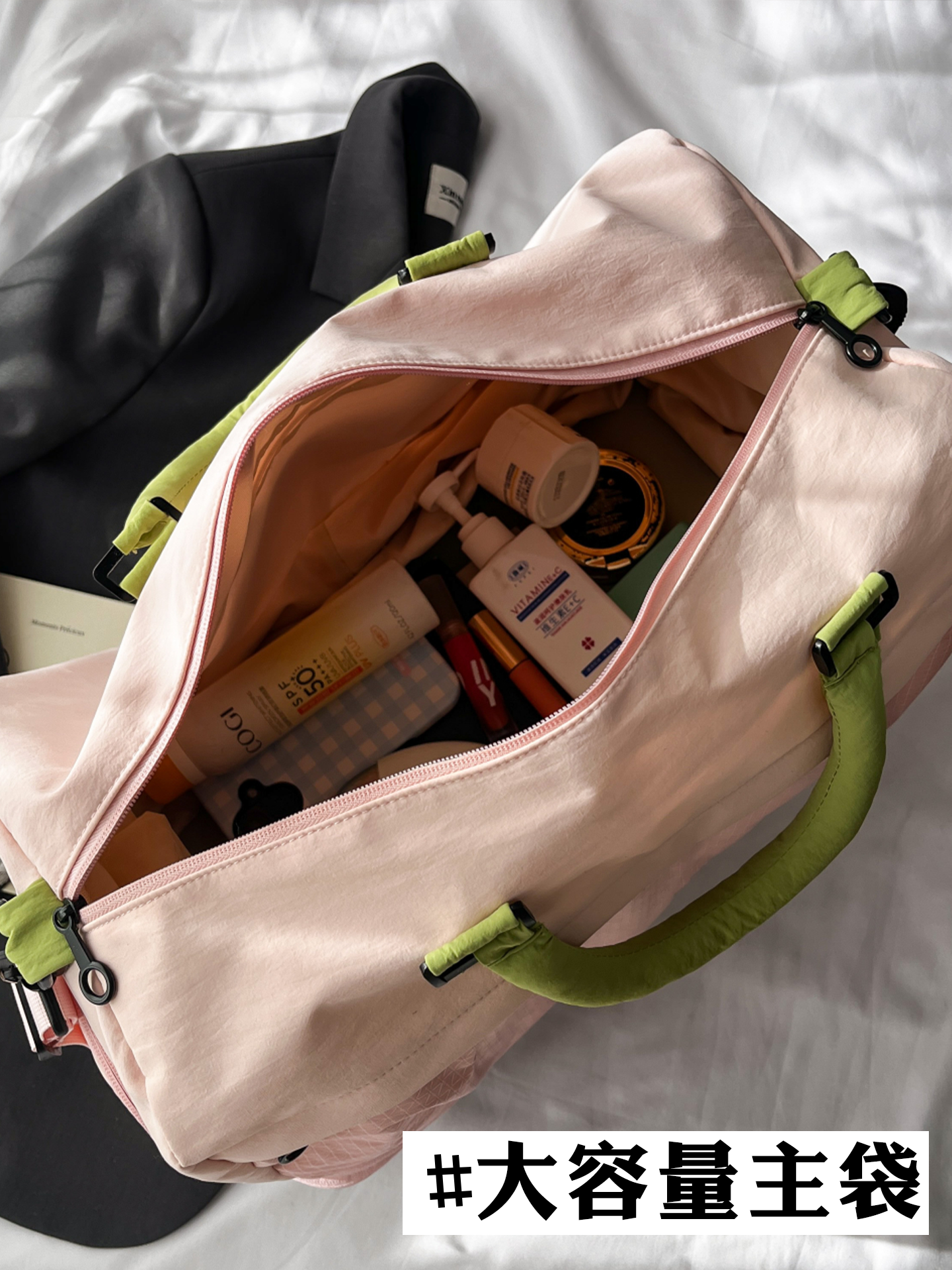 Short-Distance Travel Bag, Large Capacity, with Universal Wheels, Expandable, Can Be Attached to a Trolley Case, Carry-On Bag, Single Shoulder Crossbody Bag