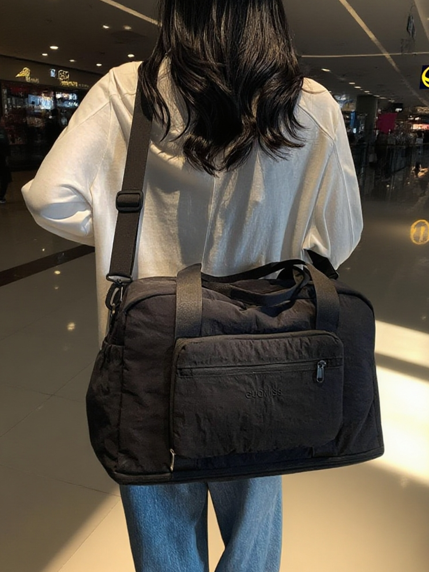 Short-Distance Travel Bag, Large Capacity, Women's Trolley Case, Carry-On Bag, Portable Shoulder Handbag, Expandable Luggage Bag