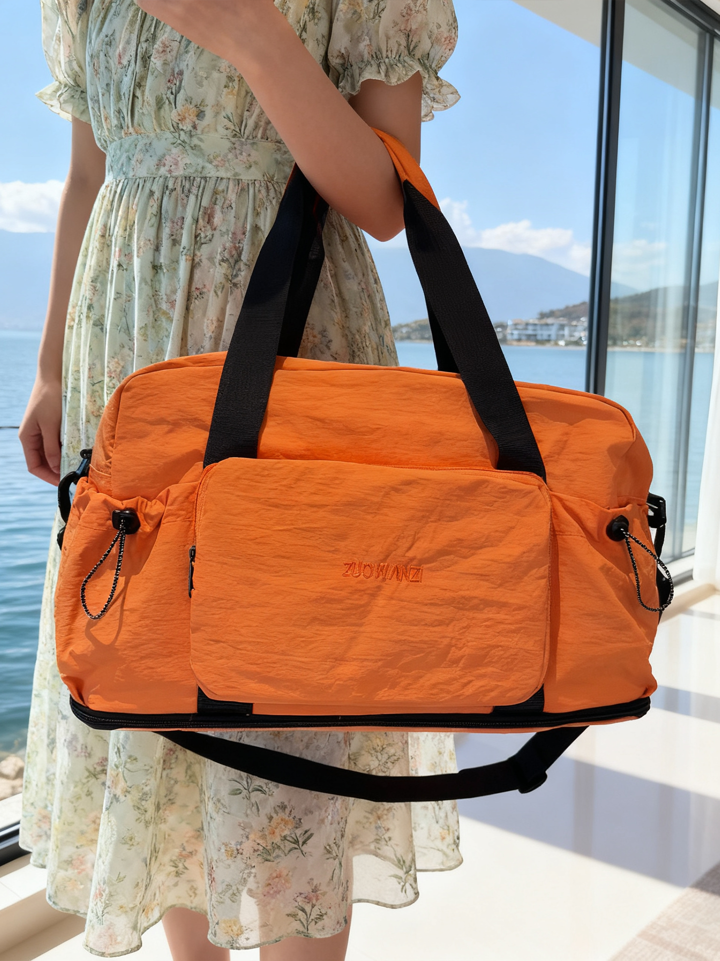 Short-Distance Travel Bag for Women, Large Capacity, Foldable and Expandable Crossbody Bag, Can Be Attached to a Trolley Case, Carry-On Bag, Shoulder Handbag