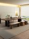 Simple Modern Solid Wood Tea Table and Chair Set for Home Living Room and Office, Large Natural Wood Tea Table, Light Luxury Coffee Table