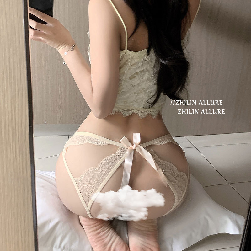 Victoria Couple's Bed Lingerie, One Male and One Female, Passionate Open-Crotch Pants, Thong with Open Crotch, Sexy and Super Hot Lace Triangle