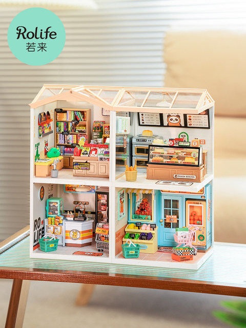 Ruolai Super World Bakery diy handmade cabin assembly toys educational best friend girlfriend new year gift