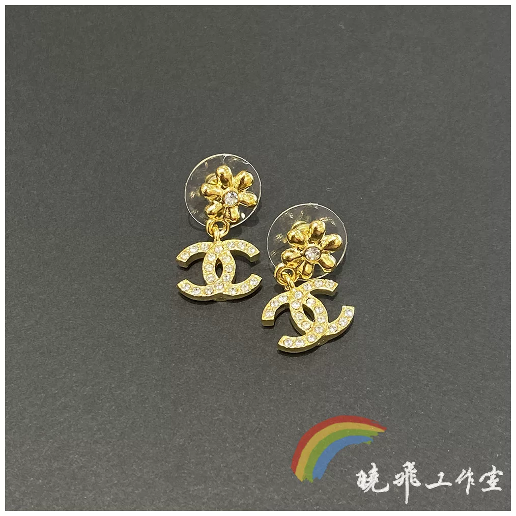 Золотые серьги Chanel, подвеска, украшение в цветочный рисунок