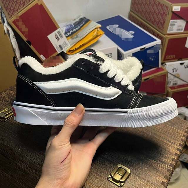 Kun skool classic black and white velvet thickened warm bread shoes suede couple men's shoes women's shoes