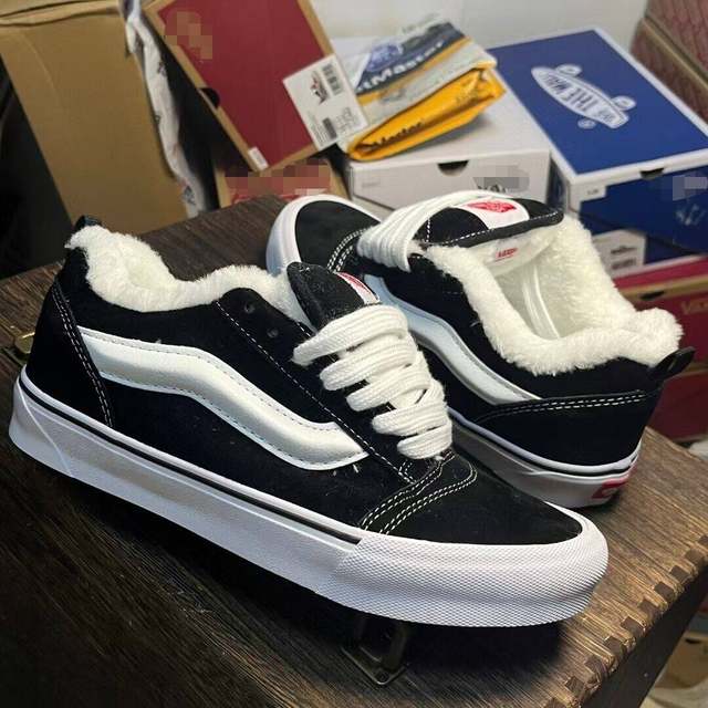 Kun skool classic black and white velvet thickened warm bread shoes suede couple men's shoes women's shoes