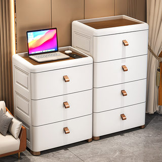 加厚抽屉式收纳柜家用客厅置物柜多层夹缝储物柜卧室床头柜五斗柜