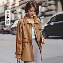 Head Layer Sheep Leather Leather Leather Clothing Women 2022 Fall New Casual Big Code Loose Zip Leather Jacket Jacket