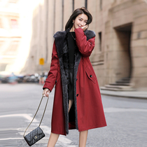 Mink liner pie overcoat women 2021 winter new long section hooded detachable mink fur coat fur coat