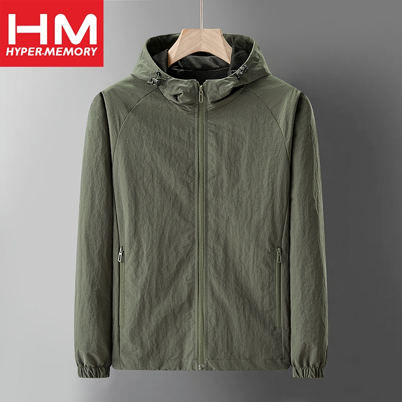 Hm Spring and Autumn Jacket Men's Winter Hooded Thin Coat Windproof Waterproof Top Windbreaker Outdoor Casual Jacket