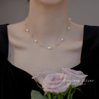 Beautiful Starry Freshwater Imitation Pearl Necklace 2025 New Popular Style Simple Clavicle Chain Women's Neck Chain Summer