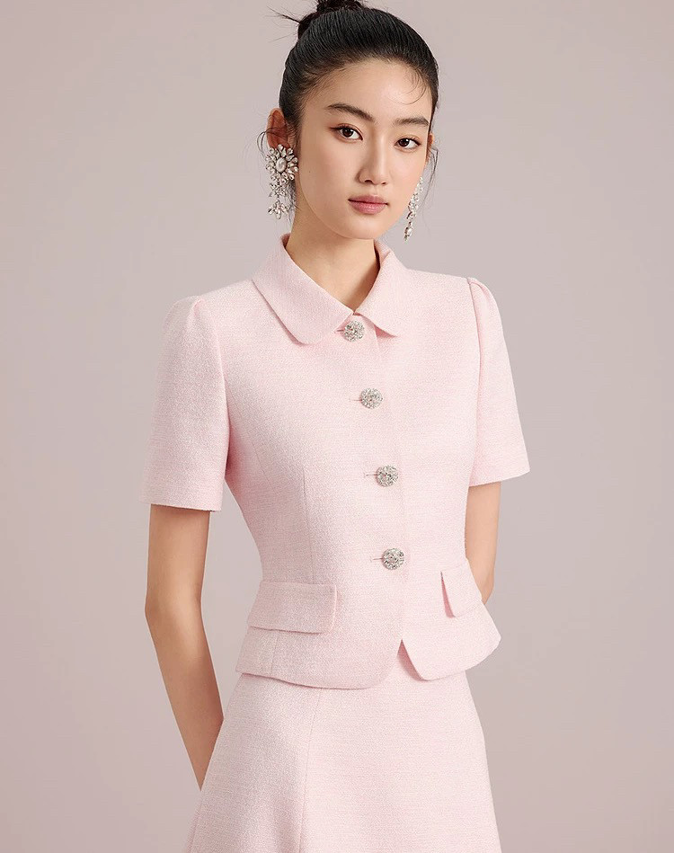 Chic Summer 2025: Pink 'Little Chanel' Style Skirt Set - LIME Rhine Elegance - Detail image 4