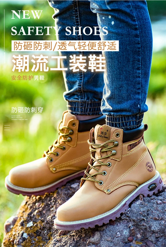 ủng bảo hộ cao su Giày bảo hộ lao động cao cấp bằng da bò, giày bảo hộ lao động có gân bò đáy chống va đập và chống đâm thủng cho nam giày bảo hộ lao động chống trượt chống mài mòn cho công trường xây dựng giày bảo hộ siêu nhẹ hàn quốc giày bảo hộ quân đội