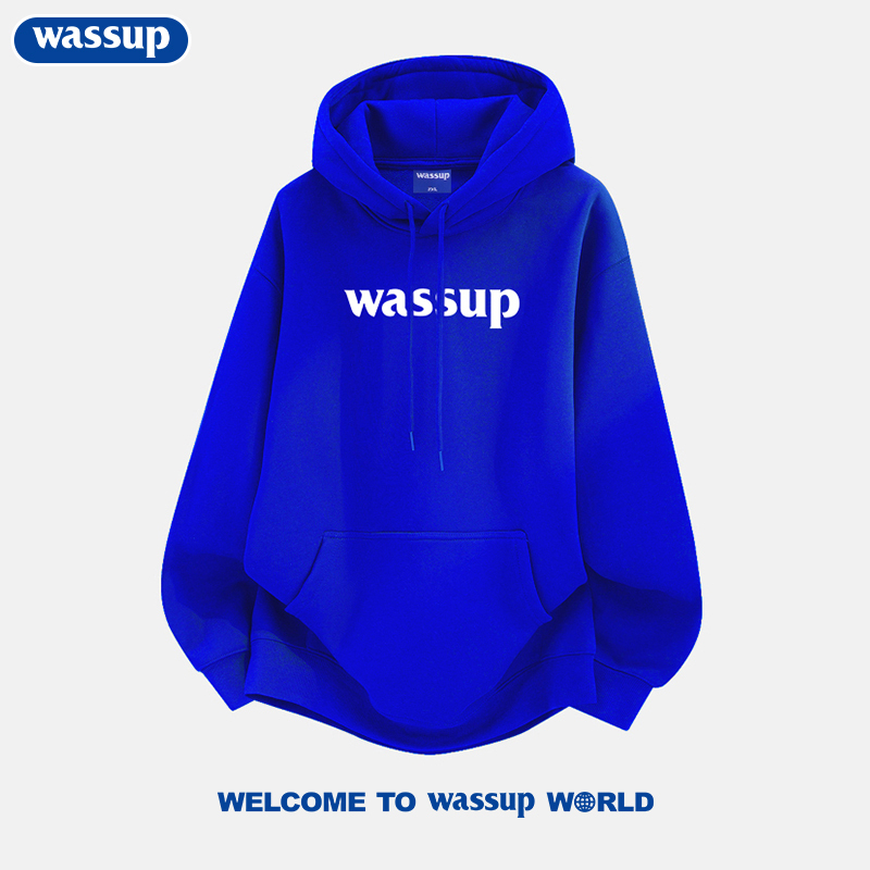 Wassup Klein Blue Sweatshirt for Men and Women, Hooded Trendy Brand Couple Heavyweight Fleece Versatile Hoodie Top Jacket Wassup Klein Blue Sweatshirt for Men and Women, Hooded Trendy Brand Couple Heavyweight Fleece Versatile Hoodie Top Jacket