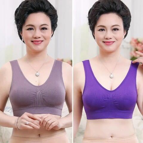 Special Offer: 2 Pieces of Elderly Women's Cotton Comfortable Wire-Free Push-Up Bras, Plus Size Bras