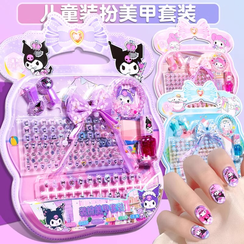 Nail Stickers for Kidsren and Girls, Kuromi, Non-Toxic and Odorless, Elsa Princess Nail Stickers, Fake Stickers, Christmas Gifts
