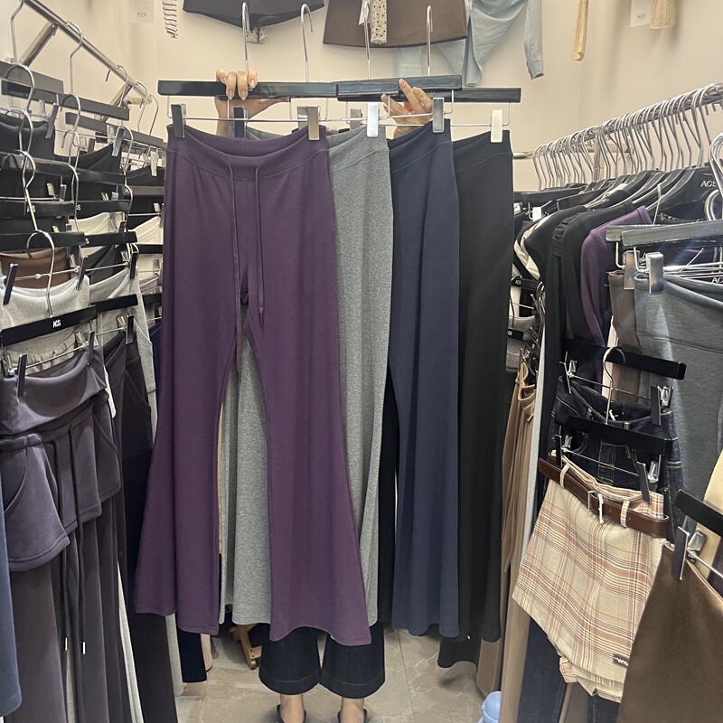 Acs 2026 Autumn New Stylish Mid-Waist Slimming Leg-Lengthening Drapey Flared Pants for Women Casual Long Pants Acs 2026 Autumn New Stylish Mid-Waist Slimming Leg-Lengthening Drapey Flared Pants for Women Casual Long Pants