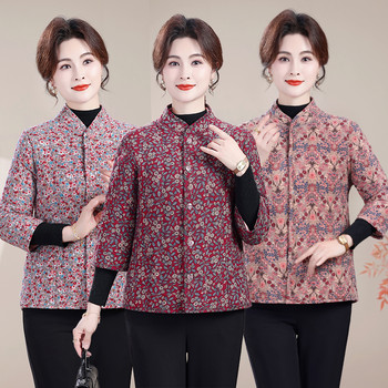 Mom's autumn and winter velvet thickened three-quarter sleeve cotton coat Mom's autumn and winter velvet thickened three-quarter sleeve cotton coat