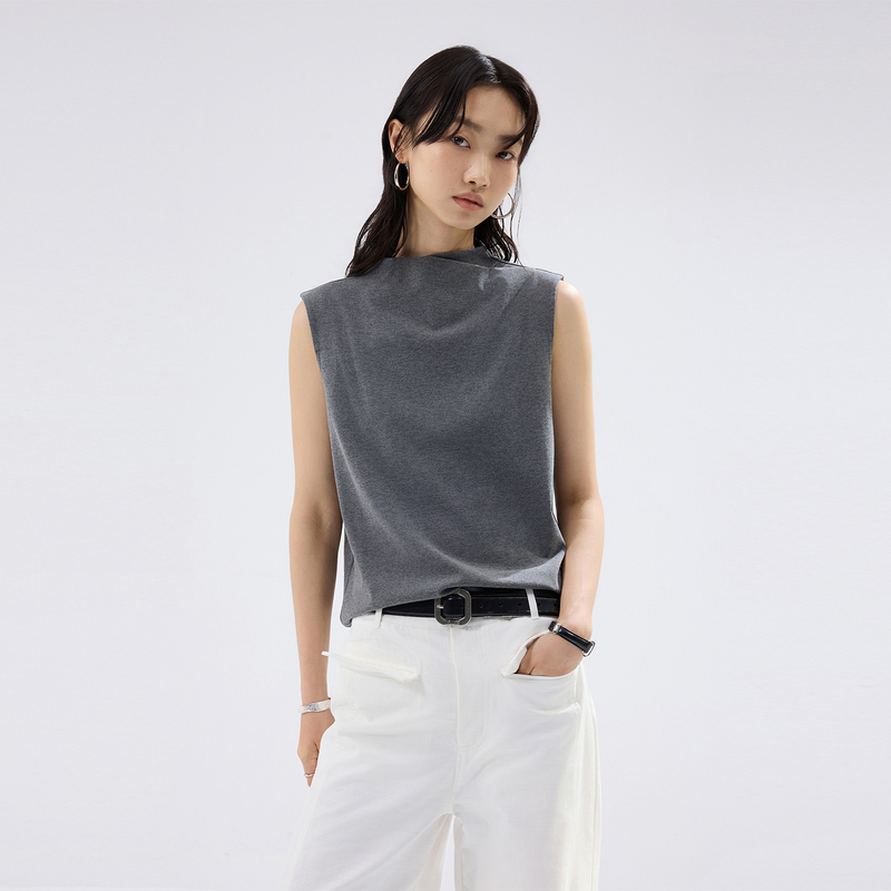 Sameuoo Free-Range Culture "Songyan" Cross Chimney Collar Sleeveless Vest T-Shirt Urban Commuting Vest Top