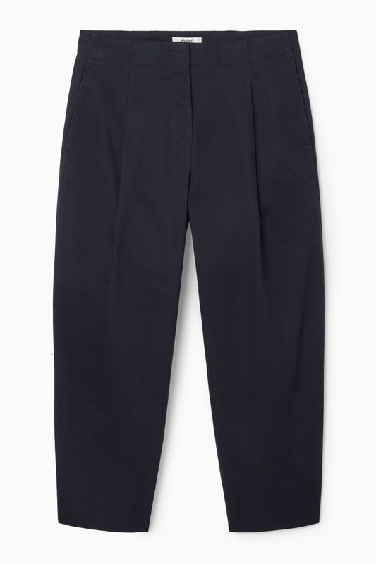 Mall Discount Women's Clothing Black Barrel-Shaped Cropped Pants 2026 Spring Pleated Twill Chino Pants 1215461005