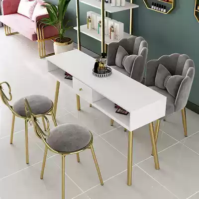 Nail art table and chair set combination Nordic net Red single double double manicure table special price Economical ins paint white