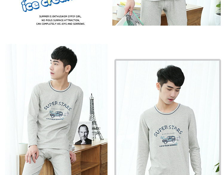 Thiếu niên Qiuyi Qiuku Bộ đồ cho học sinh nam pijama nam