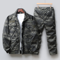 Work clothes suit mens four-season camouflage clothing wear-resistant outdoor labor protection clothing workshop workwear thin casual jacket pants