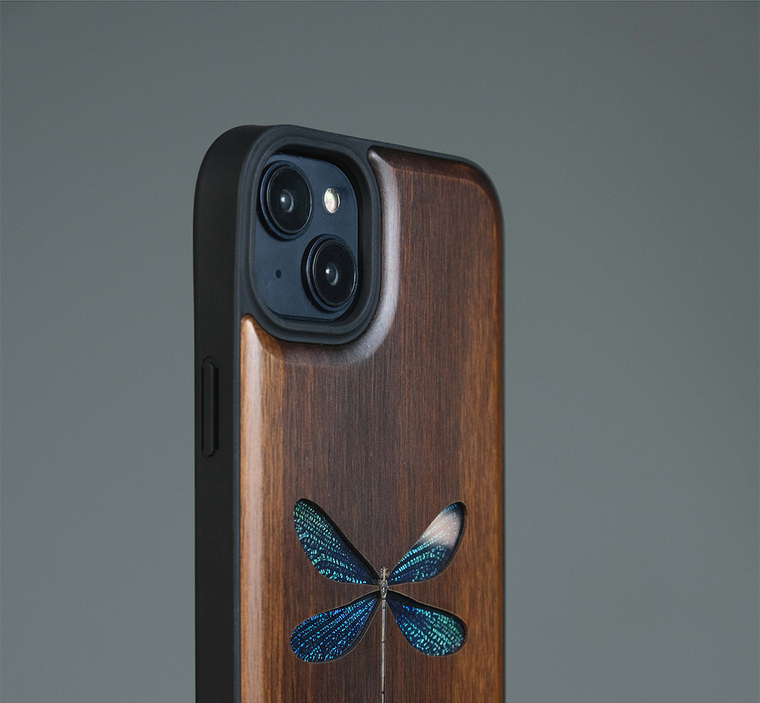 Real Dragonfly Specimen Unique New Solid Wood Custom Made Handmade High End Premium Plus/Pro/Max – 16, 15, 14, 13, 12 iPhone