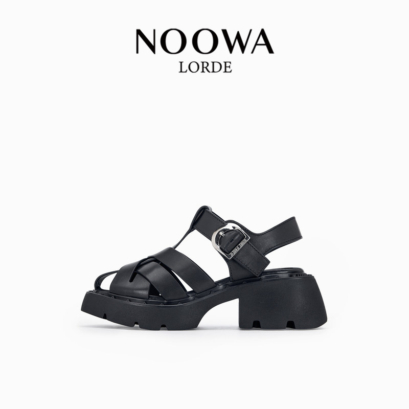 Thick-Soled Roman Sandals for Women 2026 Summer New Style Genuine Leather Fashion Hollow Woven Closed-Toe Pig Cage Shoes Nw521246