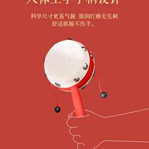 Rattle old-fashioned baby can chew wooden red sheepskin hand rattle Chinese style childrens traditional toy
