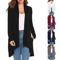 2023 Womens Knitted Solid Color Long Sleeve Pocket Cardigan
