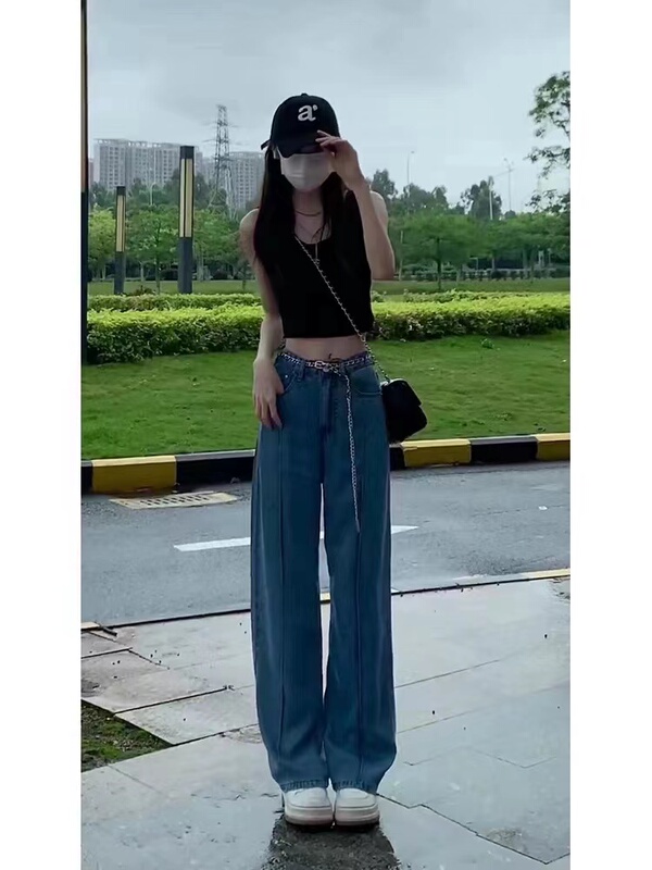 New Spring and Summer Style High-Waisted Loose Straight Wide-Leg Slimming Jeans 2-42