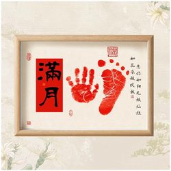 Year of the Dragon Baby Full Moon Hundred Days Birthday Party Baby 30 Hand Print Footprint Souvenir Grab Week Print Foot Placing Platform Fetal Hair Collection