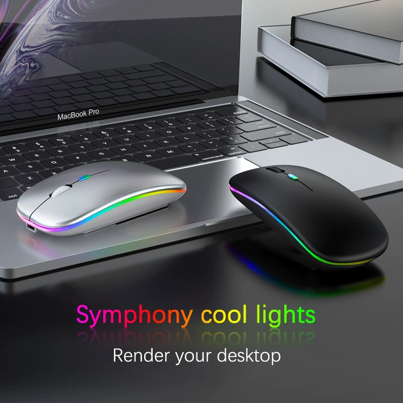 Беспроводная мышь RGB Bluetooth с игровой мышью для компьютера без шума