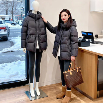 Winter 2025 New High-End Chic Hooded Warm Cotton Jacket American Style Solid Color Versatile Cotton Coat Trendy