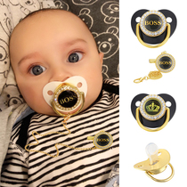 Letter Print Baby Pacifier with Chain Clip Newborn BPA Free