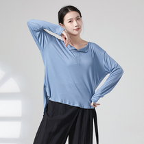 Modern dance hip-hop loose black T-shirt long-sleeved slim dance clothes practice clothes daily dance adult clothes for women