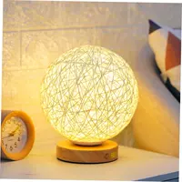 Круглая деревянная батарея 1600 мАч 20 см (бежевая) регулировка света с прикосновением.