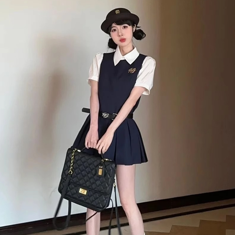 H2 Universal Studios Disney Outfit American College Style Jk Suit Dress Korean Style Spring Summer Sweet and Beautiful Women's Dress H2 Universal Studios Disney Outfit American College Style Jk Suit Dress Korean Style Spring Summer Sweet and Beautiful Women's Dress