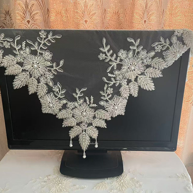 Lace Computer Cover Dust Cover Handmade Beaded Cover Display Screen Cover Dust Cover Bedside Table Universal Cover