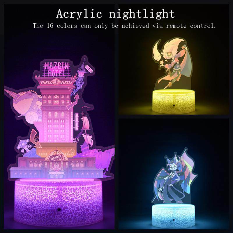 New Hazbin Hotel 2 Season 2 American Anime Merchandise with Built-In Remote Control 3D Night Light