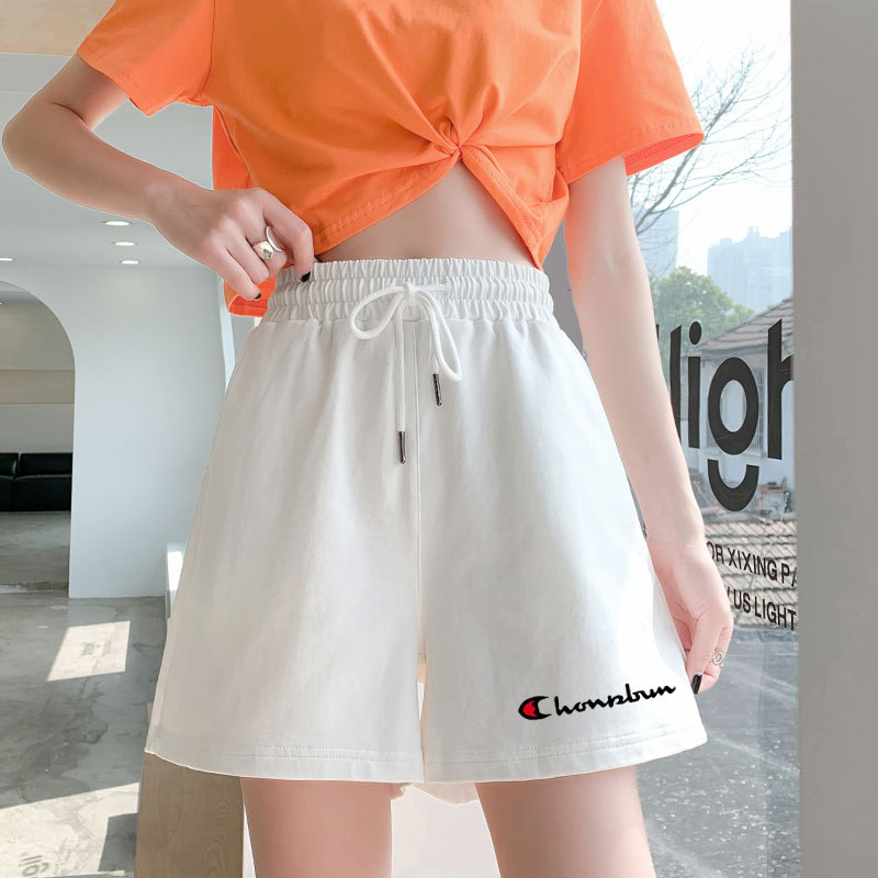 Champion Rainbow White Sports Shorts for Women Summer Casual Loose Pure Cotton Casual Outer Wear High Waist Small Three Points Champion Rainbow White Sports Shorts for Women Summer Casual Loose Pure Cotton Casual Outer Wear High Waist Small Three Points