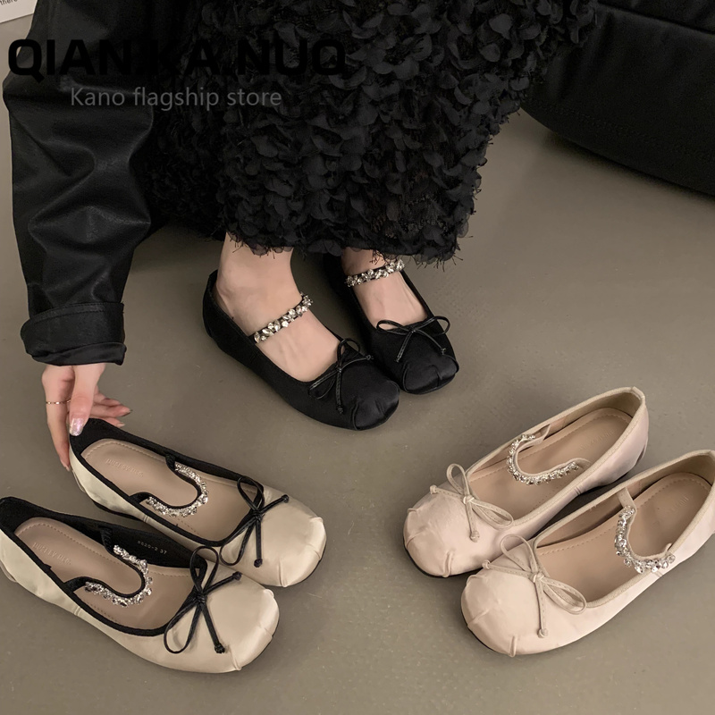 Inner Height-Increasing Pink Ballet Flats for Women, 2026 New French Style Spring and Autumn Mary Jane Gentle Evening Shoes