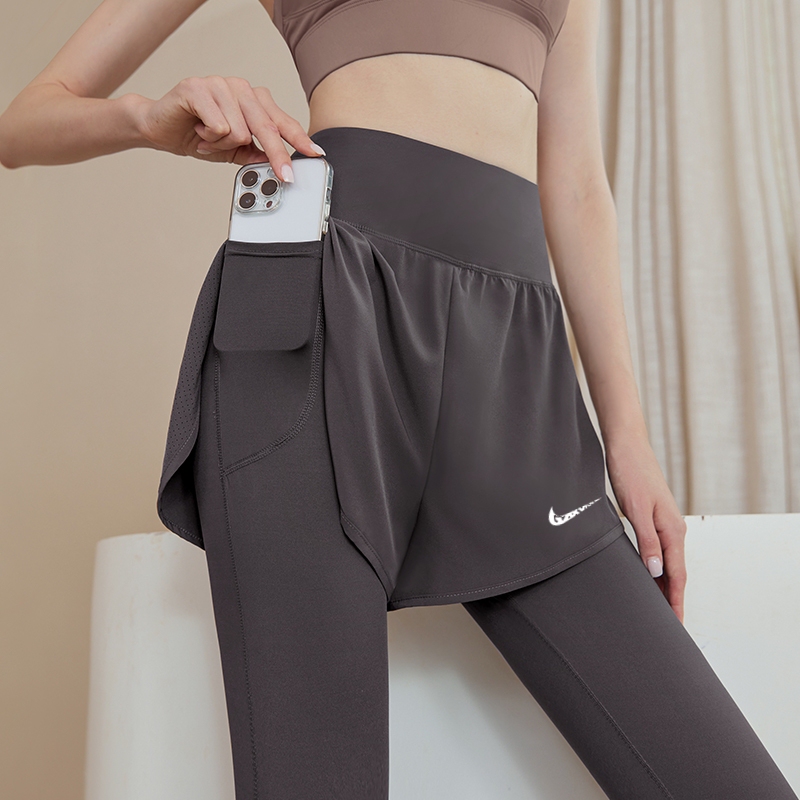 Discounted Promotional Fake Two-Piece Yoga Pants for Women, High-Waisted, Butt-Lifting, Suitable for Outdoor Wear, Running, Training, Fitness, Tight-Fitting Sports Leggings