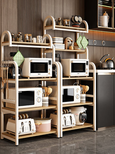 Kitchen Multi-Functional Storage Rack, Dedicated for Appliances Like Microwave Ovens and Rice Cookers, Integrated Wall-Mounted Floor-Standing Multi-Layer Cabinet