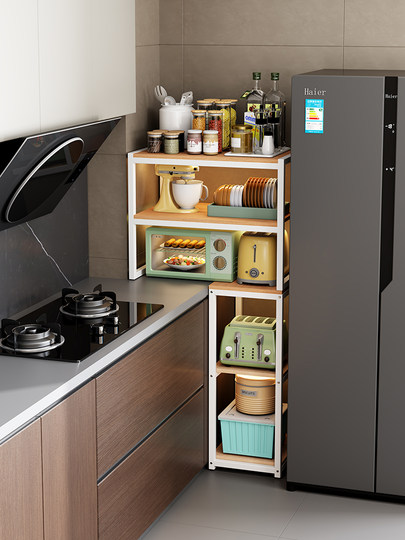 Étagère de rangement latérale pour réfrigérateur domestique, coin de cuisine étroit, armoire à micro-ondes multicouche sur pied