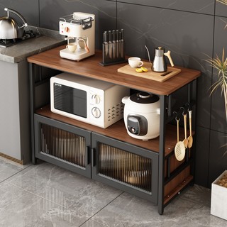 Estante de cocina gabinete de almacenamiento de pizarra para microondas multicapa de pie grande gabinete de almacenamiento con puerta mesa de isla mesa para cortar verduras
