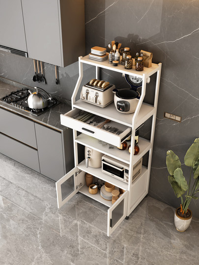 Küchenregal, bodenstehend, mehrschichtig, multifunktional, kleiner Lagerschrank, Mikrowellenregal, Lagerschrank, Ofenschrank