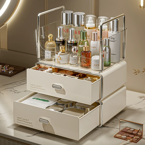 Настольный прозрачный пылезащитный ящик для хранения косметики, светлый роскошный пыленепроницаемый прозрачный настольный ящик для хранения косметики, большая вместимость